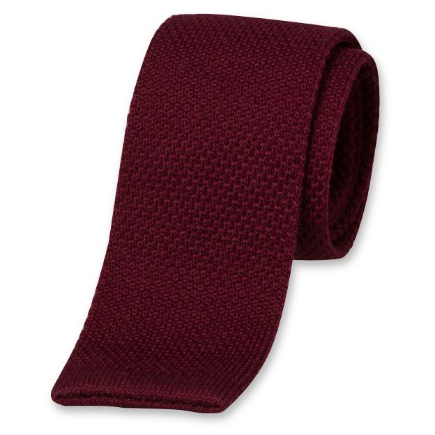Gebreide wollen stropdas bordeaux
